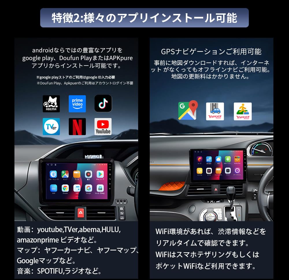Amazon.co.jp: Pirara 2Din Android10.0カーナビ オーディオ体型ナビ